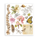 Collection of nature-themed illustrations including flowers, butterflies, and insects on a white background.