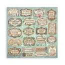 Collection of vintage-style decorative stickers with motivational phrases on a light blue background.