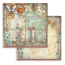 Decorative paper sheet with intricate designs, flowers, and mechanical elements on a white background.
