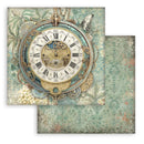 Decorative paper with intricate clock design and vintage pattern