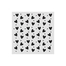 White square with black heart pattern