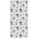 Black floral pattern on a white background