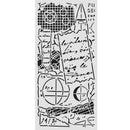 Abstract art piece with geometric shapes and text on a white background