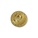 Gold emblem with a central design on a white background
