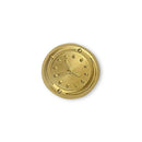 Gold-colored clock face on a white background