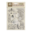 Clear stamps with nature-themed designs on a packaging sheet