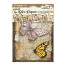 Packaging of Stamperia mini rice paper with butterflies on a textured background