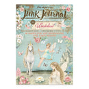 Junk Journal Wonderland book with fairies, unicorn, and castle design on a white background