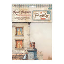 Packaging of rice paper backgrounds with a scenic design and 'Family' text.