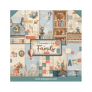 Stamperia Family themed paper pack with illustrations of teddy bears, books, and other elements on a white background.