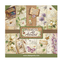 Stamperia All Around paper pack with nature-themed designs and text, featuring flowers, butterflies, and text on a white background.