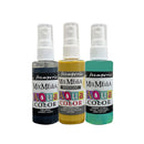 Three bottles of Stamperia Mix Media Aqua Color spray paint on a white background