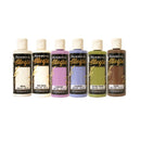 Set of six Stamperia Allegro acrylic paint bottles in various colors on a white background