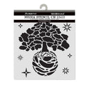 Stamperia media stencil with tree design on a white background