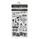 Stamperina Media Stencil with baby-themed designs on a white background