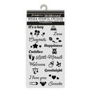 Stamper's Media Stencil with various designs and text on a white background