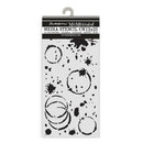 Stamperia Media Stencil with black circular designs on a white background