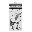 Unicorn stencil with star patterns on a white background