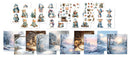 Collection of winter-themed illustrations including animals, landscapes, and scenes.