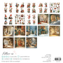 Collection of Christmas-themed cards with gnomes and winter scenes, featuring a brand logo at the bottom.