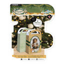 Studio Light Christmas Decor packaging containing 15 gift boxes with 9 designs, featuring two sample gift boxes in sage green and beige patterned designs against a festive blurred Christmas tree background.