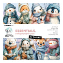 Collage paper pad with winter-themed illustrations of animals and snowmen, featuring Studio Light and Craftlab branding.