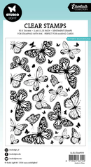 Clear stamps with butterfly designs on a white background