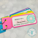 Colorful card with a donut design and text on a white background
