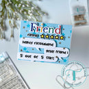 Card with 'Friend' rating and star feedback on a light blue background, featuring Trinity Stamps Creative Team logo.