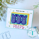 Card with purple bunny peeps and text 'You're the best PEEPS' on a light blue background.