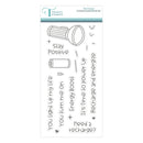 Trinity Stamps photopolymer stamp set with motivational phrases and illustrations on a white background.