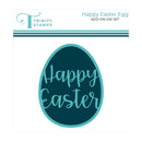 Trinity Stamps Happy Easter Egg Add-On Die Set packaging with teal egg and 'Happy Easter' text on a white background.