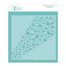 Trinity Stamps stencil with heart pattern on a teal background