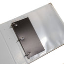 Clear plastic sheet with metal ring binder on a white background