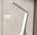 Modern LED desk lamp with adjustable neck on a neutral background