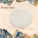 Round light fixture with size measurement on a colorful abstract background