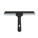 Black squeegee with metal blade on a white background