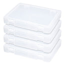 Stack of clear plastic trays on a white background