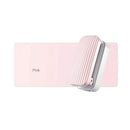 Pink handheld device on a white background