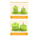 Green mold with two interchangeable sizes on a beige background