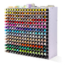 Large storage unit with colorful markers on a white background