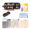 Collection of various tools and cleaning supplies on a white background