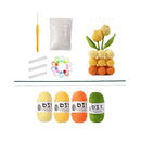 Yarn and crochet tools set on a white background