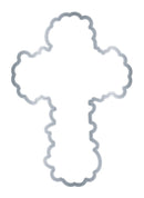 Metallic cross-shaped object on a white background