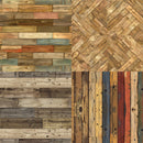 Collection of various wooden planks with different patterns and colors.