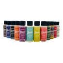 Row of SpectraBrite Studio Plus paint bottles in various colors on a white background