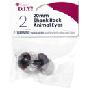 Cousin Shank Back Animal Eyes 20mm 2 pack Brown