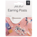 John Bead Earring Post w/5mm Ball 12 pack Silver*