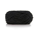 Black yarn ball on a white background
