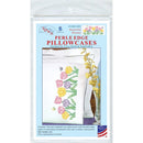 Jack Dempsey Stamped Pillowcases with White Perle Edge 2 pack Beautiful Blooms